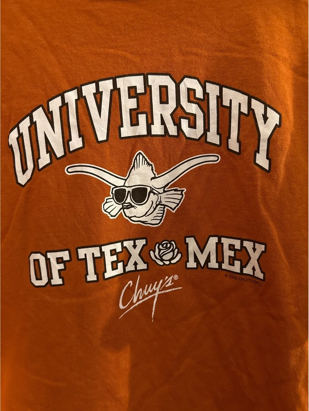 University of Tex Mex Chuy's Orange Graphic T-Shirt XL